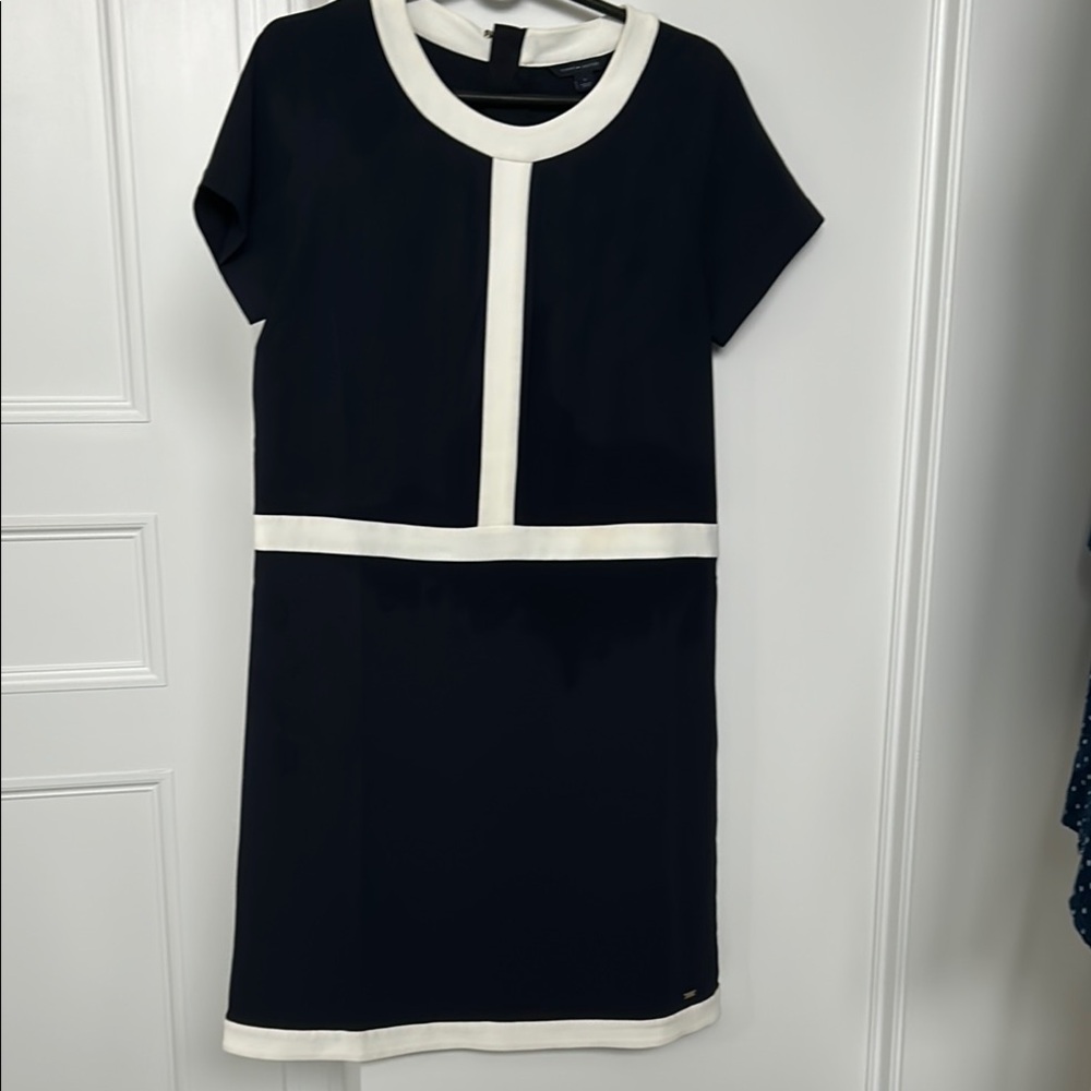 Tommy Hilfiger Navy Sheath Midi Dress Crew Neck